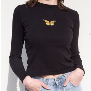 Brandy Melville Black Butterfly Shirt